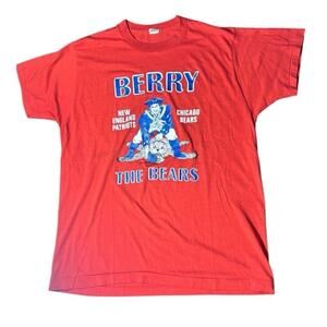 Vintage New England Patriots 1986 Berry the Bears Super Bowl Tee T-Shirt Men XL